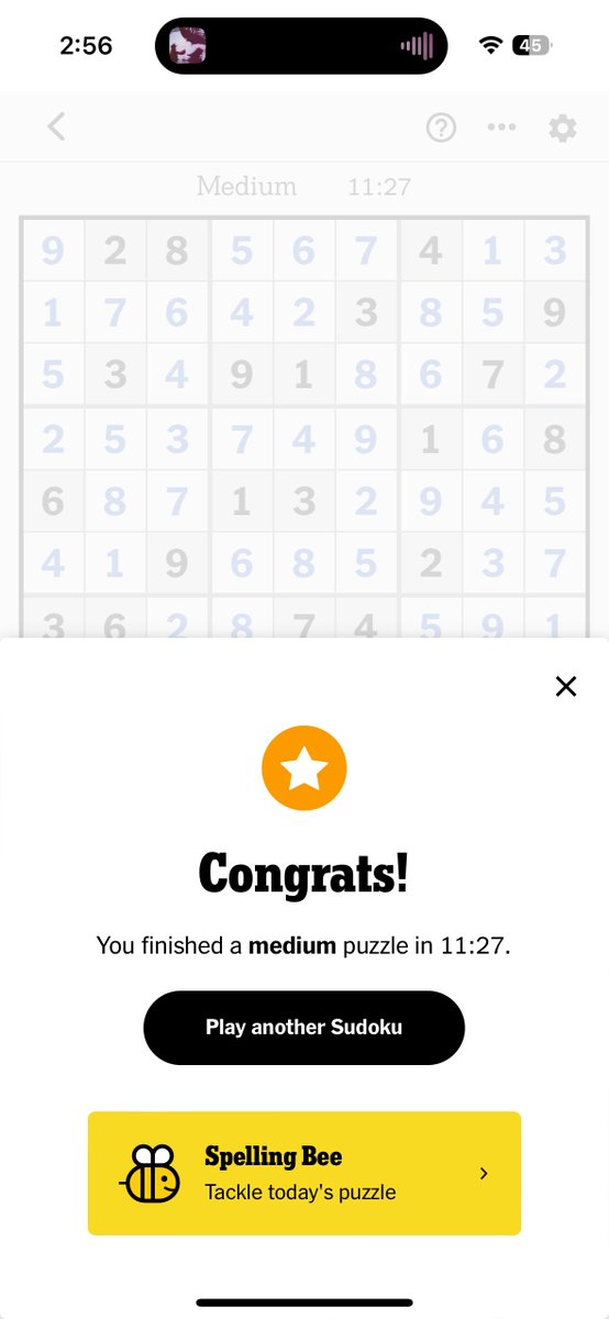 EM203_amber's tweet photo. day 1 of trying to get better at sudoku: didn't really have a strategy so i just got a lot of stuff wrong first try but had auto correct on so that helped https://t.co/pBPamrs0qw