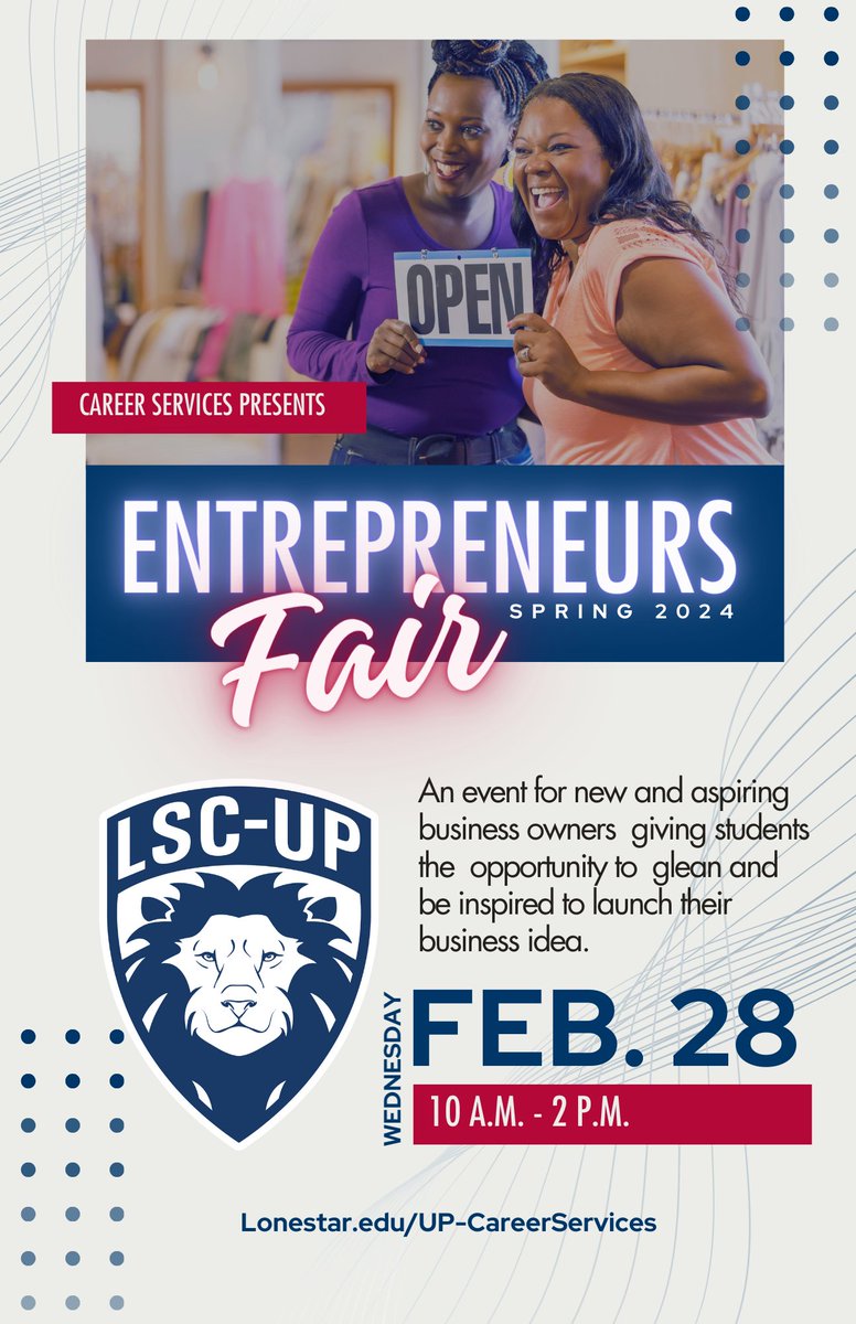 Hey Seniors! Check out this great opportunity from LSC University Park. If you have ever wanted to own your own business, this is a great event for you!