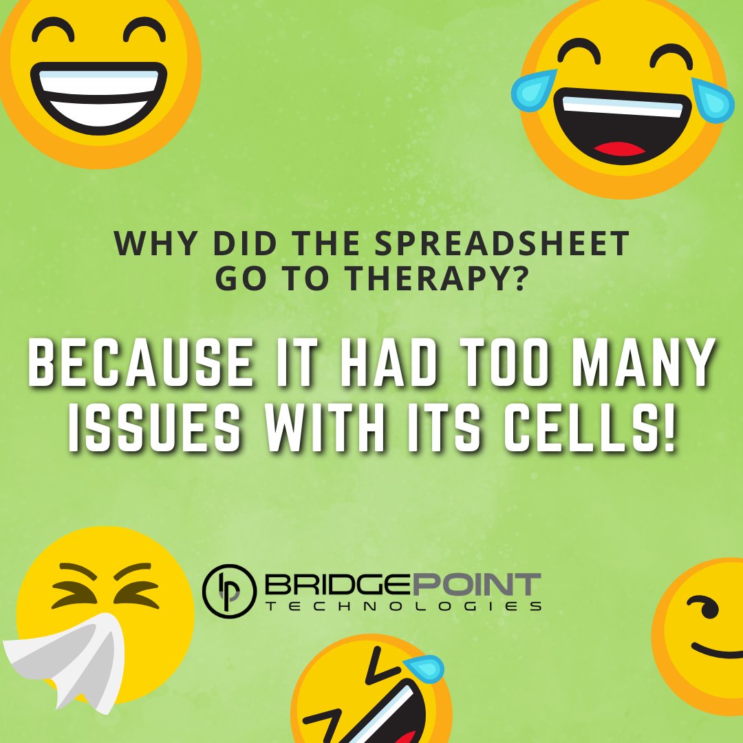 mybridgepoint's tweet image. Happy Friday! 🎉 Ending the week with a dose of tech humor! 🤣 

#HappyFriday #TechLaughs #BridgePointTechnologies