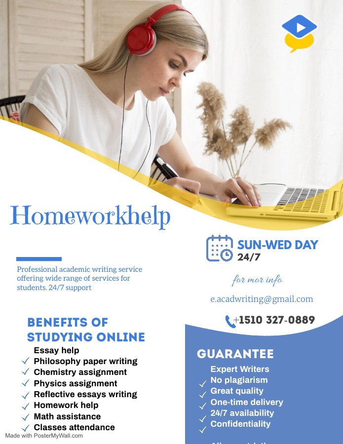 _Classly's tweet image. Need help with Exam or assignment? Reach out I&apos;ll be glad to help.
#pay someone
Physics
#essayhelp
English
#essaypay
Math
#Essaydue
Chemistry help
#assignment due
Economics
Algebra
Class help/ pay
#homeworks
#Psychology
Accounting +1 (510) 327-0889
