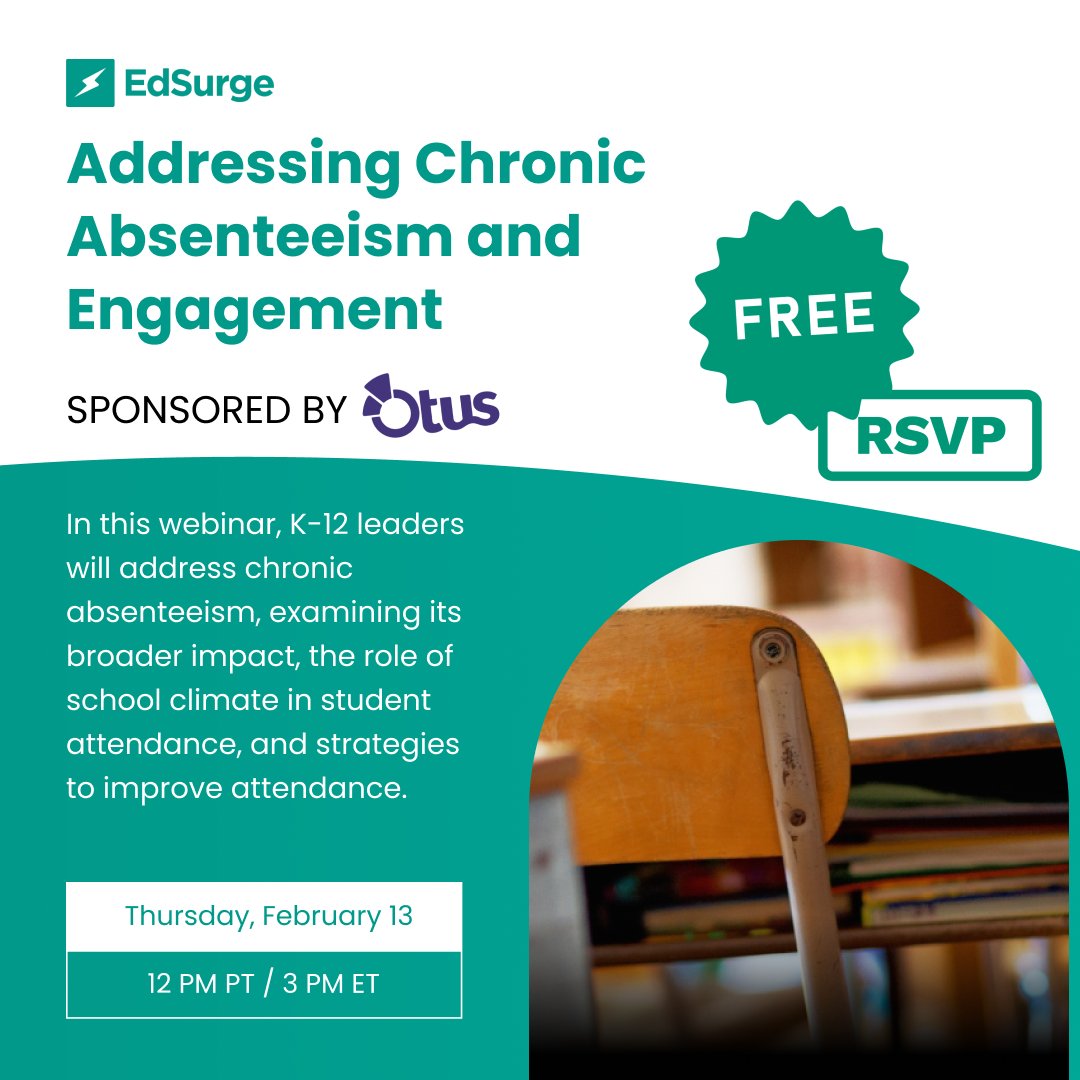 📅 Mark your calendars for Feb 13 at 12 PM PT/3 PM ET! Dive into the world of K-12 education with our webinar on chronic absenteeism. Discover its far-reaching impact and ways to enhance student attendance.

#SponsoredContent <a href="/OtusK12/">Otus</a> 

🔗 RSVP for FREE: bit.ly/3UgRz6f