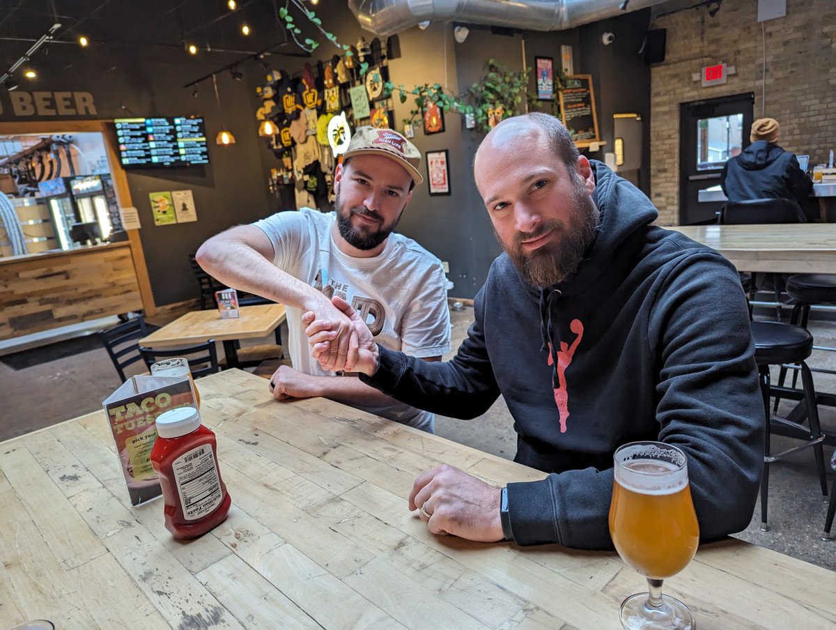 dramgus's tweet photo. bet! guy on left has the @cavs to win tonight, guy on right has the @Bucks. stakes: 4 beers to winner if Cavs win, 2 if Bucks https://t.co/LIDWCjClVK