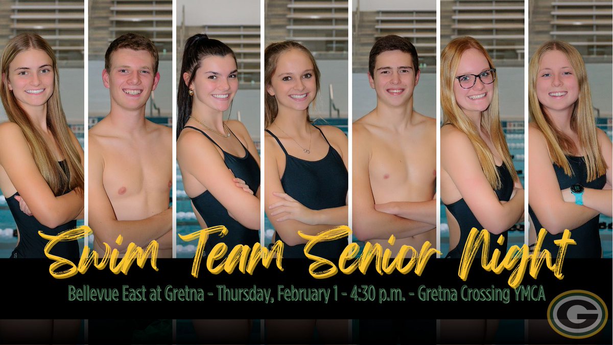 We are so excited to recognize our seniors on February 1 at the Gretna Crossing YMCA during our last home meet of the season. Mark your calendars! <a href="/GretnaDragonAD/">Gretna HS Activities</a> <a href="/GEHSGriffins/">Gretna East AD</a>