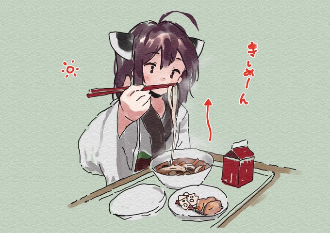 「ahoge holding chopsticks」 illustration images(Latest)