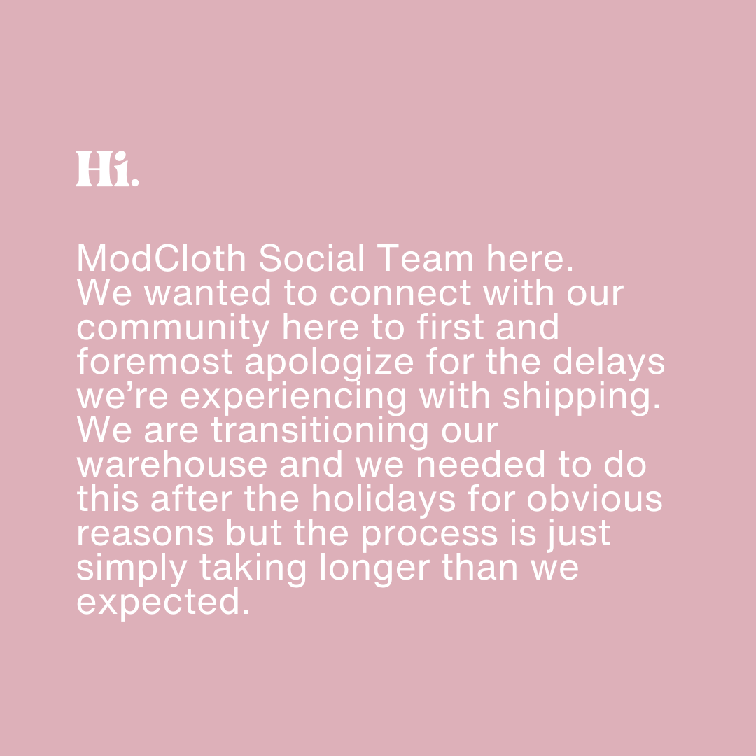 ModCloth's tweet image. Just a little transparency from us to you as best we can ❤️❤️