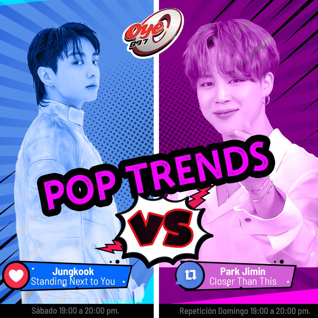 Oye897's tweet photo. La batalla empieza, el día de hoy los elegidos para subir al ring son 🥊:
🔁 #ParkJimin - #CloserThanThis
❤️ #Jungkook - #StandingNextToYou
¿Qué canción debería subir posiciones en los POP TRENDS ?

Deja tu comentario con el hashtag #PopTrendsDeOYE ✨ https://t.co/2C0eeMJZ3c