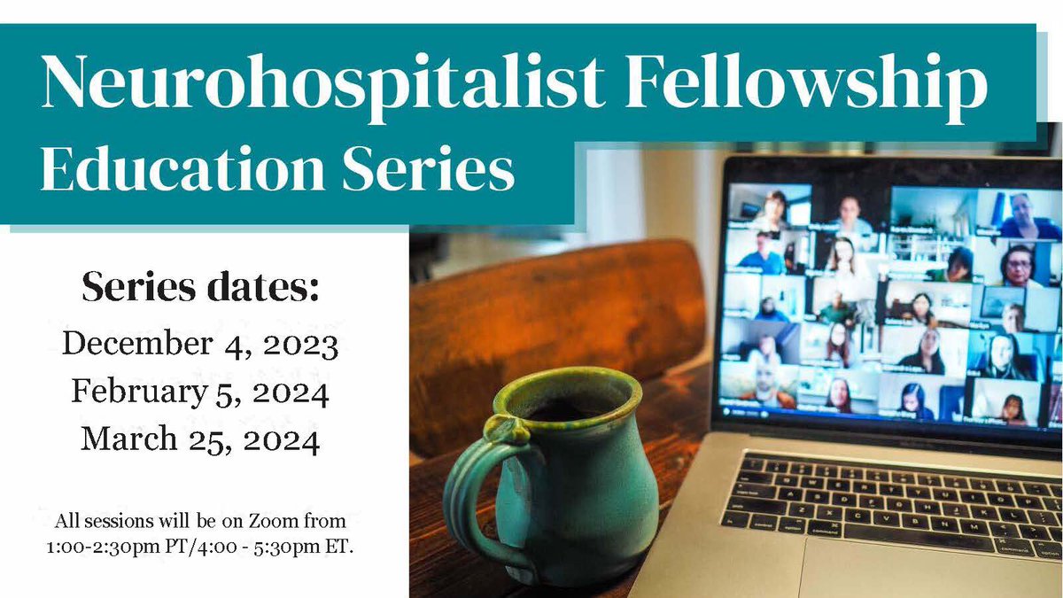 Happy Friday!🎉The second installment of our Fellowship Education Series is taking place Monday, Feb. 5th, at 1:00pm PT! 

To register for our FREE 90-min. webinar, please visit: 
zoom.us/meeting/regist…

#NeuroTwitter #Neuro #Neurology #Neuroscience #FreeWebinar #EducationSeries