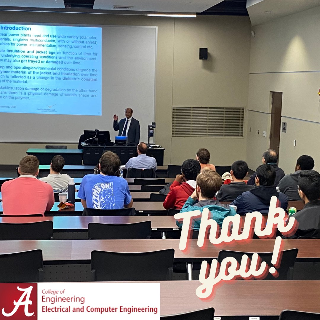Alabama_ECE's tweet image. UA ECE would like to extend many thanks to those who attended Dr. Mohammod Ali&apos;s seminar last Wednesday. 

We saw a great turnout, and are ecstatic that our students and faculty have such a deep commitment to learning and developing as engineers. 

#bamaengineering