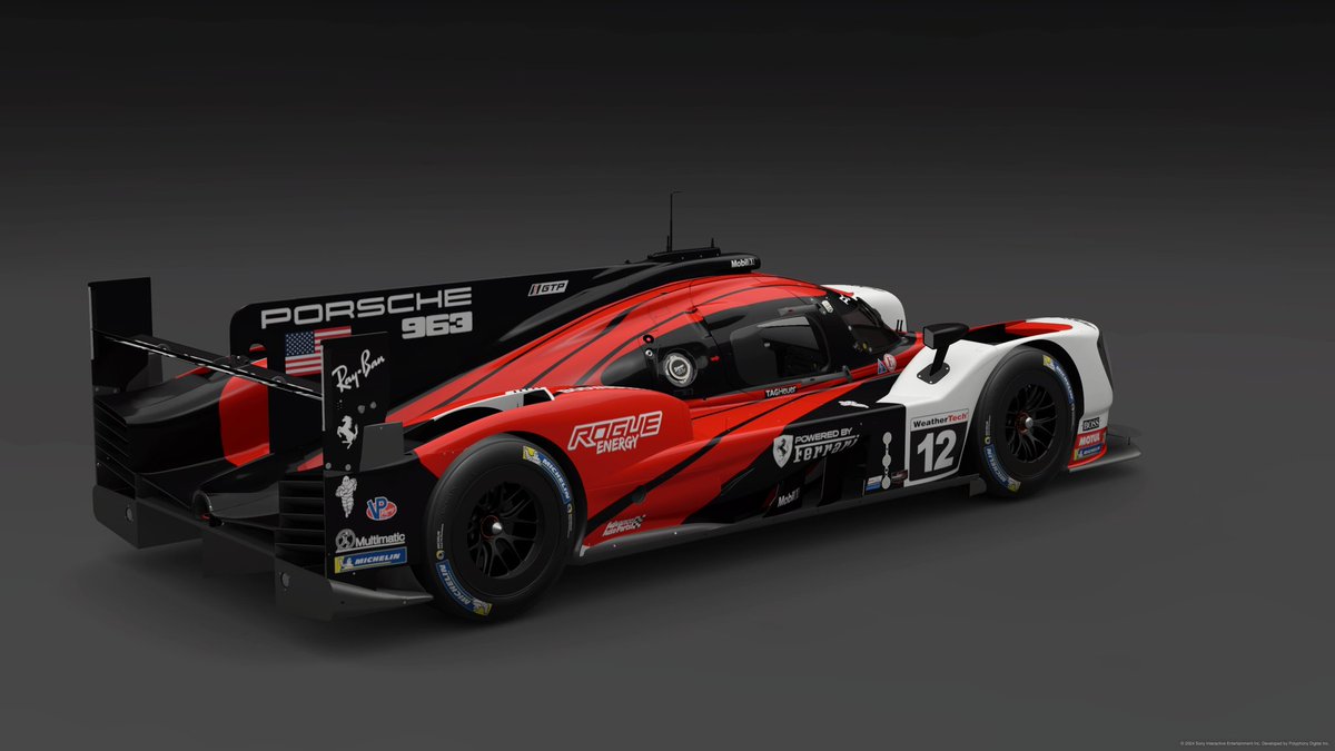 EpicChickens1's tweet photo. Here's the livery for tonight's 5 hour stint at Daytona in honor of the Rolex 24!

It's a Penske Porsche partnered with @UGLFerrari. 

I'm excited to take on this challenge and see how far I can make it! 4 hours to go until race time.💪 https://t.co/lbndYgST18