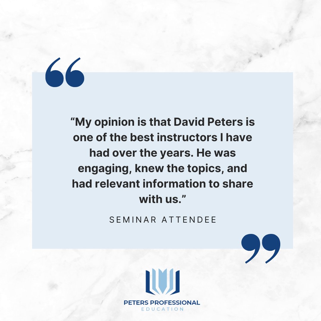 It's always a joy to hear what students think about my continuing education courses and seminars! Don't miss your chance to register for my upcoming Tax Week Update Courses! loom.ly/Aco08Dw