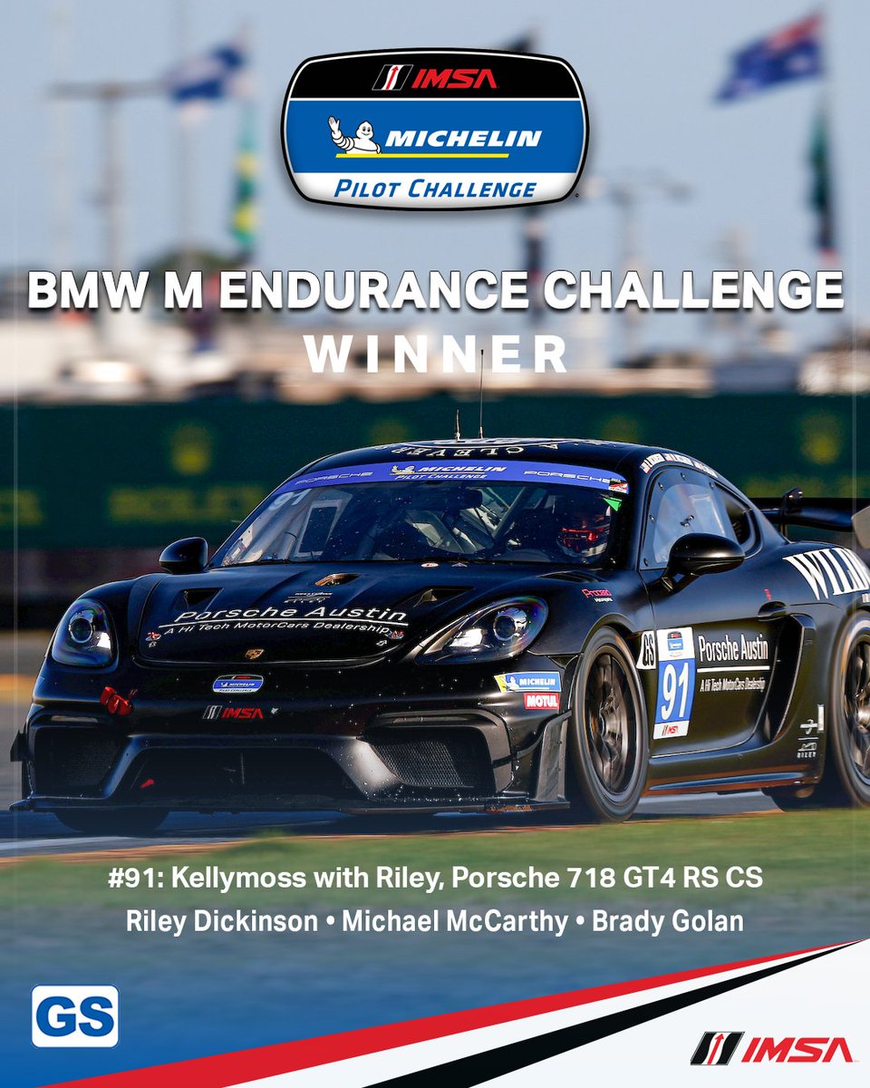 IMSA's tweet photo. Congratulations to your IMSA Michelin Pilot Challenge, BMW M Endurance Challenge at Daytona Winners!

#IMSA | @DAYTONA | @BMWMotorsport | @KellymossInc | @JDCMotorSports | @Michelin_Sport | https://t.co/3MBxgZsupn