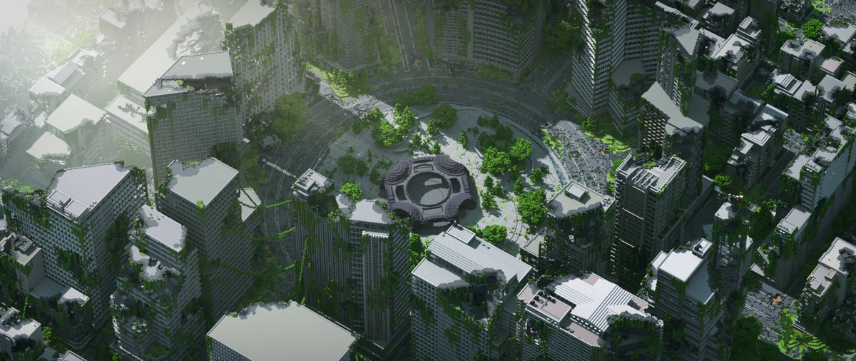 Les presento una vista aérea de la ciudad donde se hizo la última batalla en Hunt &amp; Run🌿
Una preciosidad de ciudad, hecha por un gran equipo de builders❤️ Nos vemos en el siguiente evento!

Increíble render hecha por el pro de <a href="/Bodha_/">Bodha</a>

#HuntAndRun #Minecraft