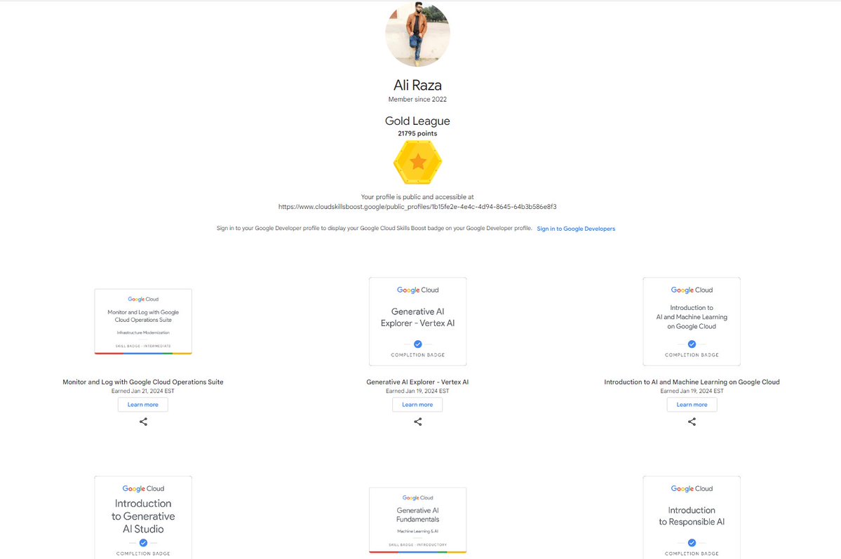 developer_ali15's tweet image. Finally, I&apos;ve Completed Google CloudSeekho Season-5 [GenAI Version]
Here&apos;s the link to my profile:
cloudskillsboost.google/public_profile…
#LearnGenAI #CloudSeekho