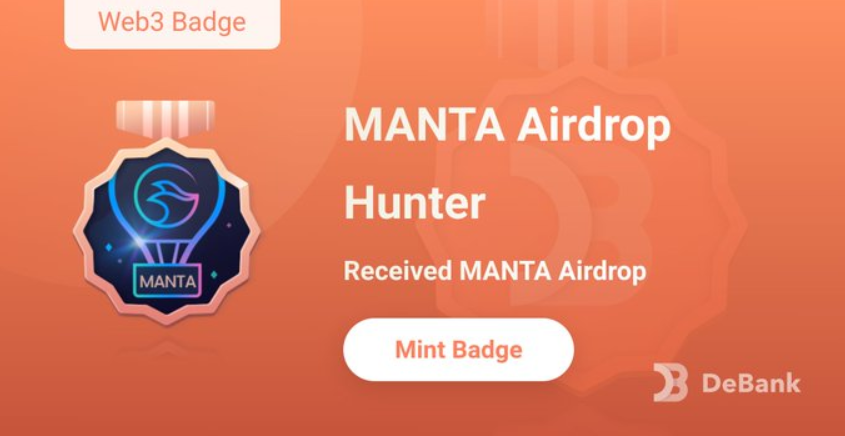 Qualified for Manta Airdrop? Claim this Debank badge 🌟

If you're qualified for Manta airdrop, you can claim the "MANTA Airdrop Hunter" badge by DeBank.

Claim here: debank.com/badge/31?t=170…