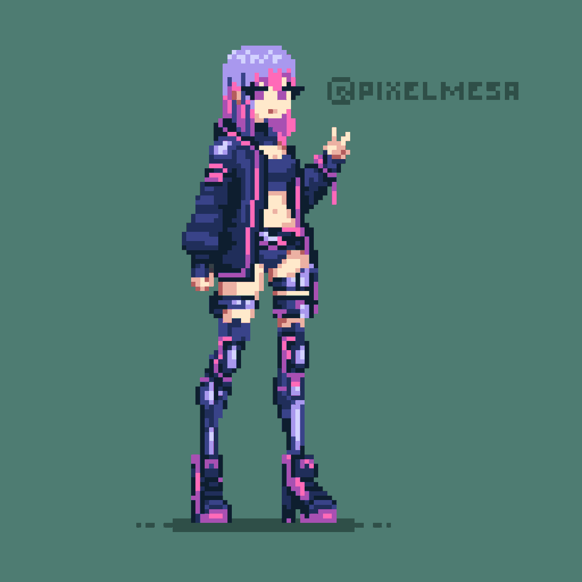 PixelMesa's tweet photo. cute cyberpunk girl
#pixelartist #pixelart #cyberpunk https://t.co/SkfrVk1yBB