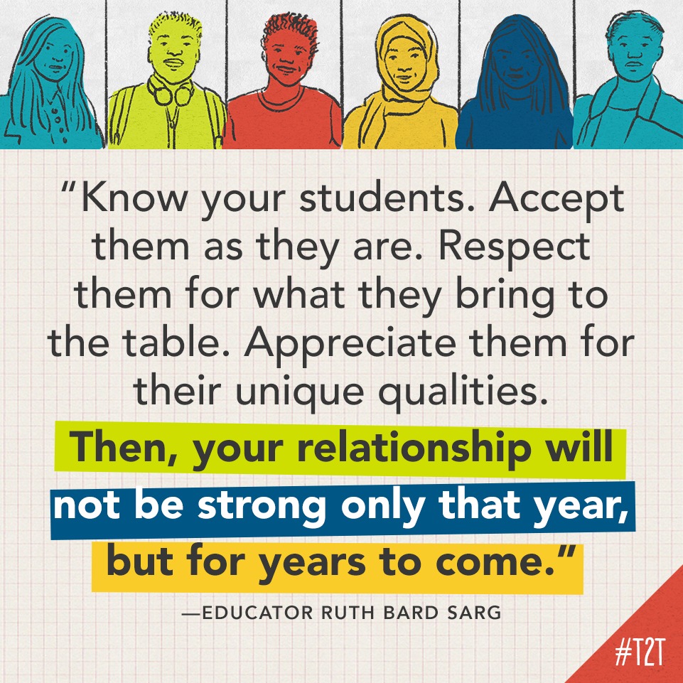 How do you make sure your Ss feel known, accepted, respected and appreciated? (#WhyITeach via educator @RuthBardhanSarg)