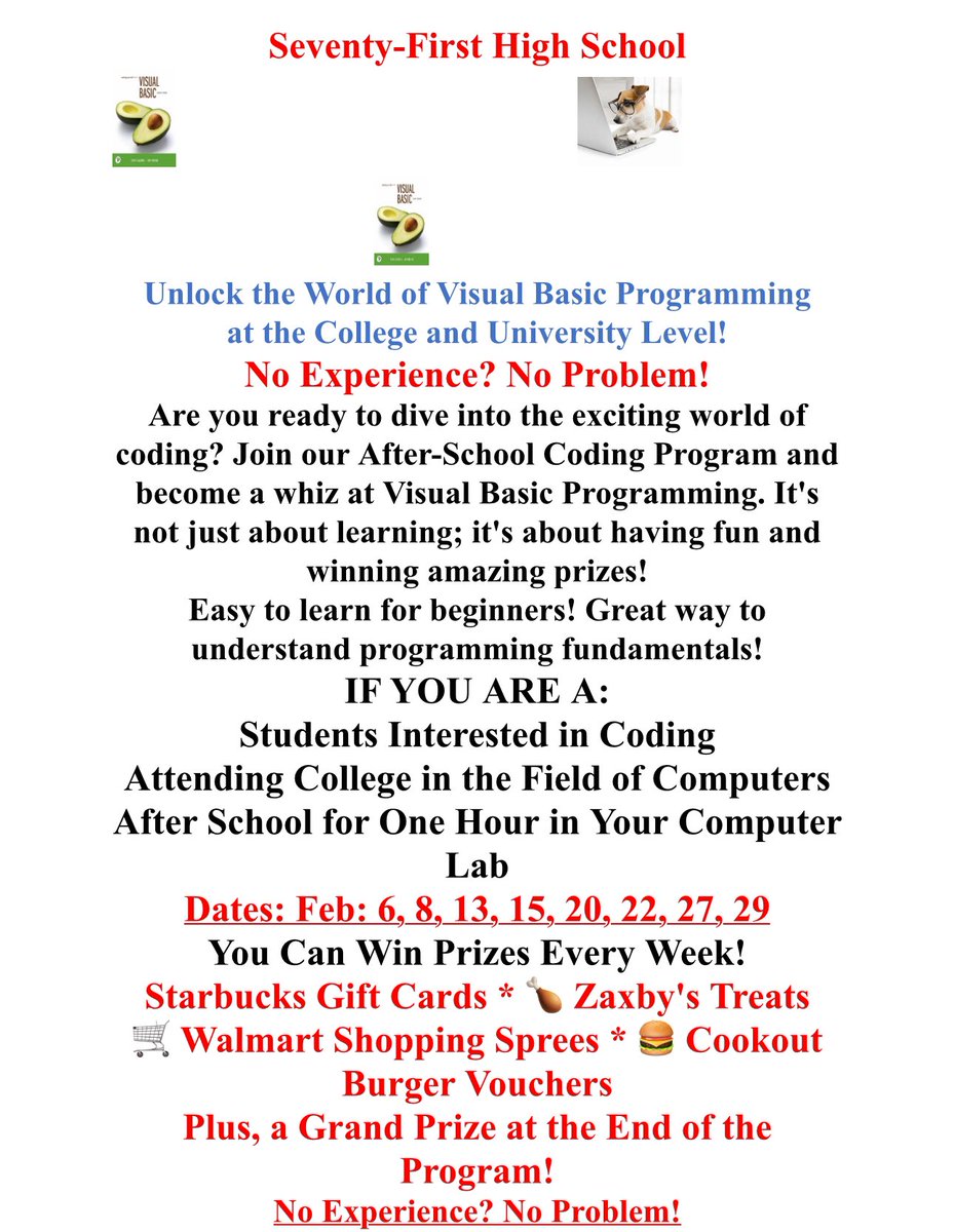 Are you interested in the World of Visual Coding? Then come join our After-School Coding Program!!! See Mr. @travisgreene03 for more details.