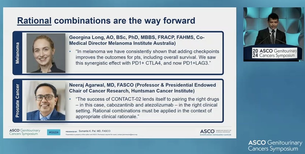 #GU24
🌟Very insightful talk from @montypal on what we've learnt from other diseases in sequencing of ICIs in #urothelialcarcinoma 
➡️Adjuvant therapy is great but is neoadjuvant better? Reminded us of @DrSapnaPatel's melanoma and @HwakeleeMD's data from lung cancer.