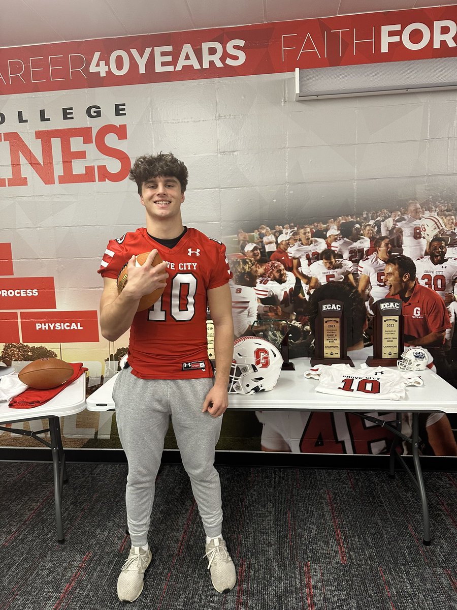 After a great talk with <a href="/CoachDanVogt/">Dan Vogt</a>, I am beyond grateful to have received my 5th offer from Grove City College! Thank you so much for this amazing opportunity! <a href="/LCCougarFB/">Lake Catholic Football</a>