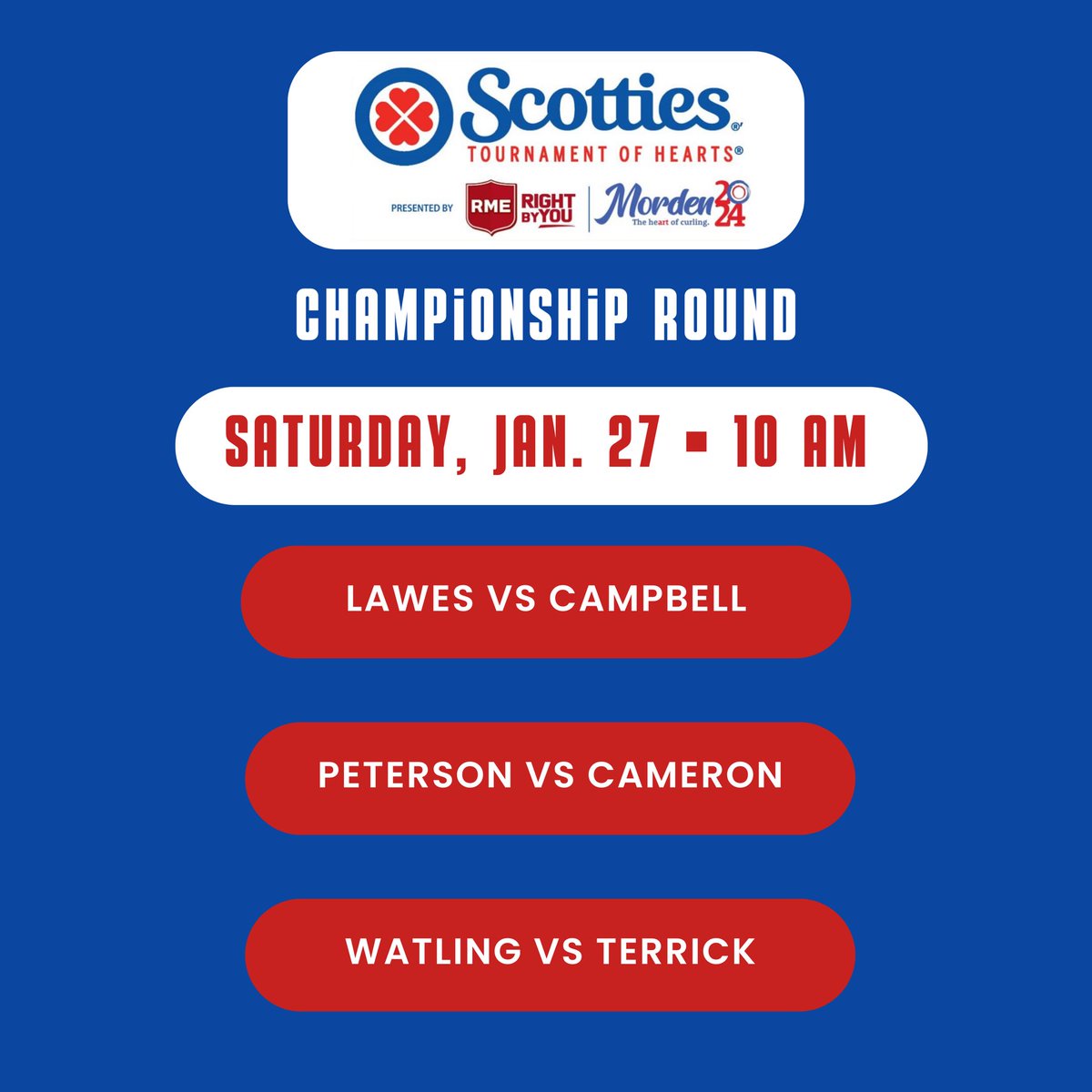 curlmanitoba's tweet image. Here are your final standings at the 2024 Manitoba Scotties Tournament of Hearts! 🥌 

Lawes, Peterson, Watling, Cameron, Campbell &amp;amp; Terrick will move onto the Championship Round beginning tonight at 6:30. Swipe to check out the draws for tomorrow. The action is heating up! 🔥
