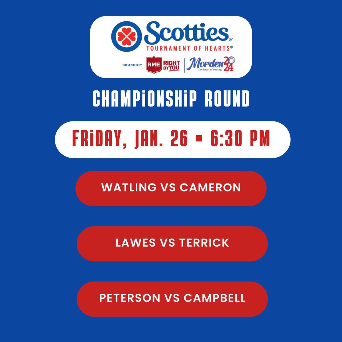 curlmanitoba's tweet image. Here are your final standings at the 2024 Manitoba Scotties Tournament of Hearts! 🥌 

Lawes, Peterson, Watling, Cameron, Campbell &amp;amp; Terrick will move onto the Championship Round beginning tonight at 6:30. Swipe to check out the draws for tomorrow. The action is heating up! 🔥