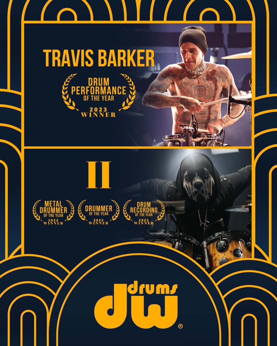 Congratulations to DW artists @travisbarker and @ii_sleeptoken for bringing home @drumeoofficial awards last night! 🙌