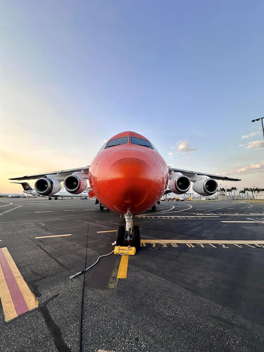 The striking Qantas Freight (Pionair Australia) BAe 146-200(QT) VH-SFW has been noted on the early morning weekday freight run from Brisbane into #Rockhampton and #Mackay Airports over recent days.
