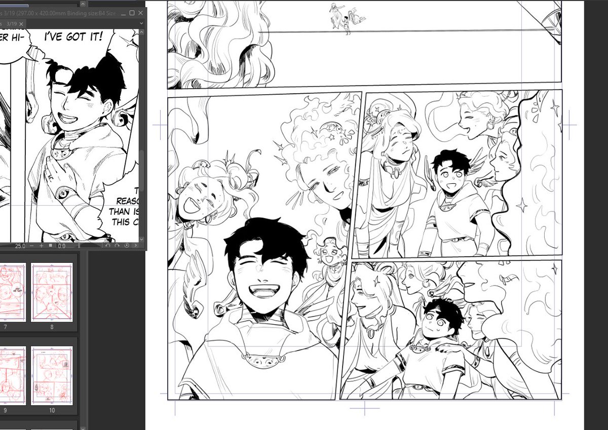 i'm going super slowly but a little comic wip! I tend to go straight from messy sketches to inking and I always laugh at how empty and vague the sketches are 😆