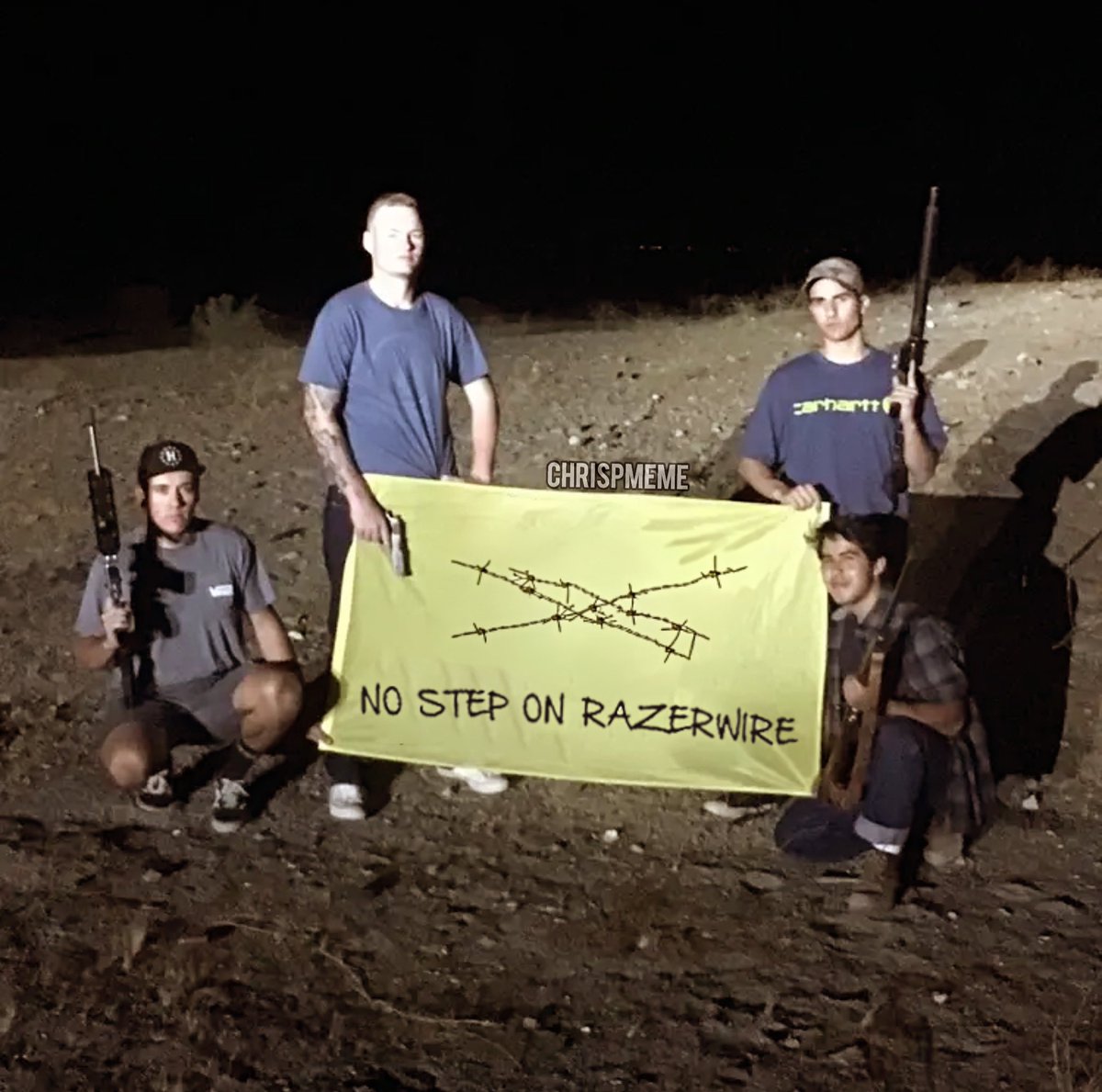 ChrisPMemer's tweet photo. No step on Texan razor wire https://t.co/uF6De5TQMa