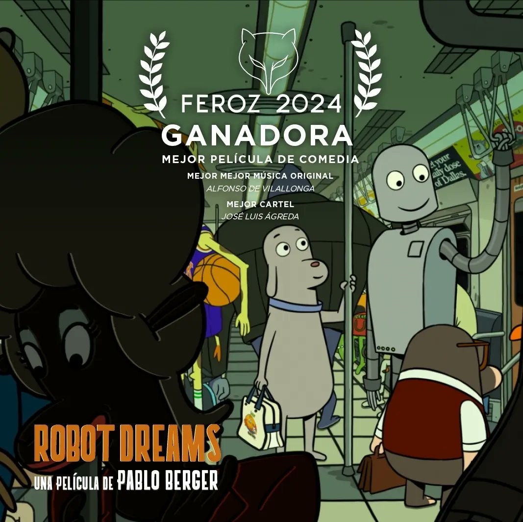 ¡Feroces noches! 🐺
Nos vamos a casa con 5 <a href="/PremiosFeroz/">Premios Feroz</a>, incluyendo Mejor Película Dramática para #20000EspeciesdeAbejas y Mejor Película de Comedia para #RobotDreams 🤖.
<a href="/IniciaFilms/">Inicia Films</a> @valaduc <a href="/ArcadiaMotion/">Arcadia Motion Pictures</a>
#PremiosFeroz2024