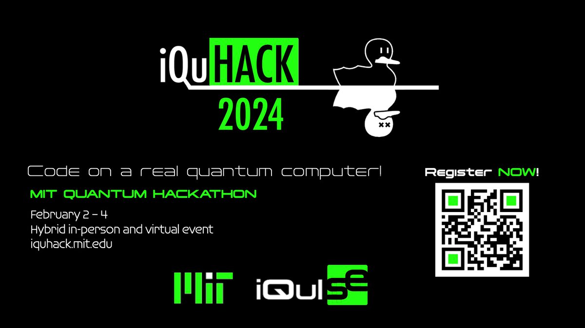 iQu_ISE's tweet photo. Late registration for the MIT quantum computing hackathon MIT iQuHACK 2024 closes TOMORROW 1/27! 

Register ASAP at:
https://t.co/cGMZ6M4oaz 

MIT iQuHACK 2024 is open to everyone, regardless of experience, and is free to attend. https://t.co/cTRLBEQXql