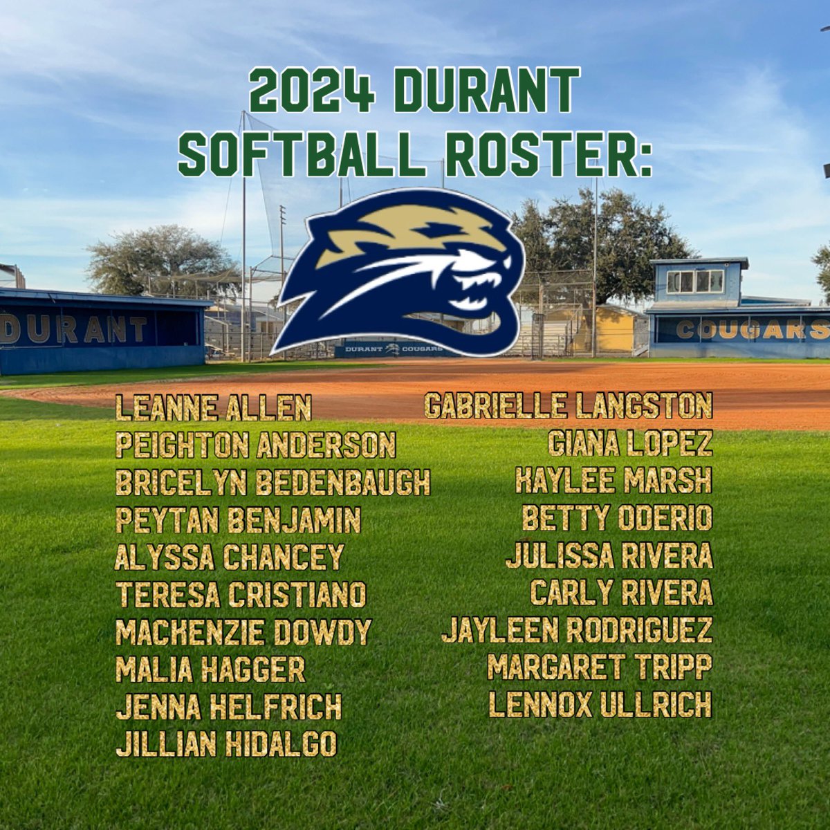 Softball_Durant's tweet photo. Meet your 2024 Durant Cougar Softball team! https://t.co/uX4WMyHhWd