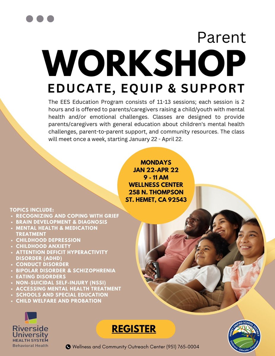 Educate, Equip &amp; Support Parent Workshop. Register: docs.google.com/forms/d/e/1FAI…