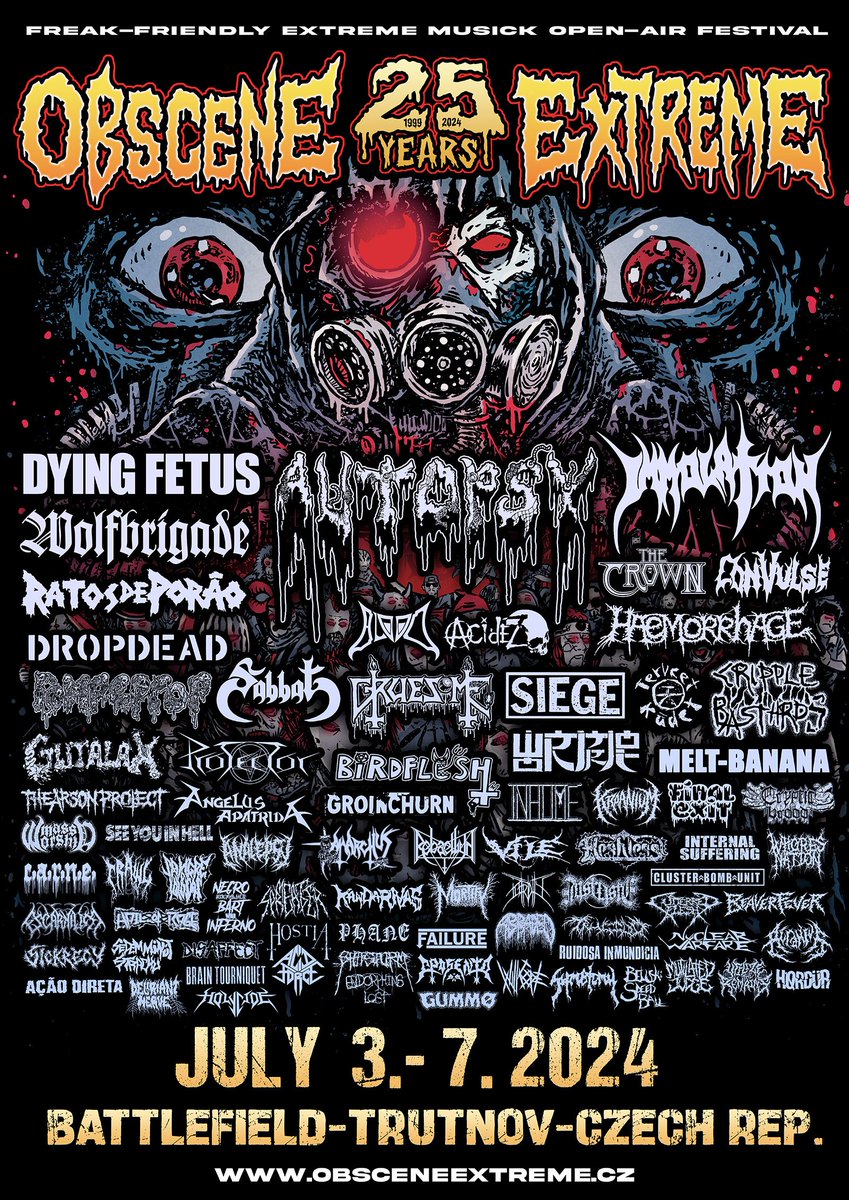 158 days until @obsceneextreme 2024!!  
UTR 
💪👿👊
#slam #riffs #death #metal #brutal #heavy #music #newzealand  #party #europe #obscene #Extreme #festival #brutalslammingdeathmetal #blast #beats #live #tour #2024Calendar #dyingfetus #devourment  #immolation #Czech #republic