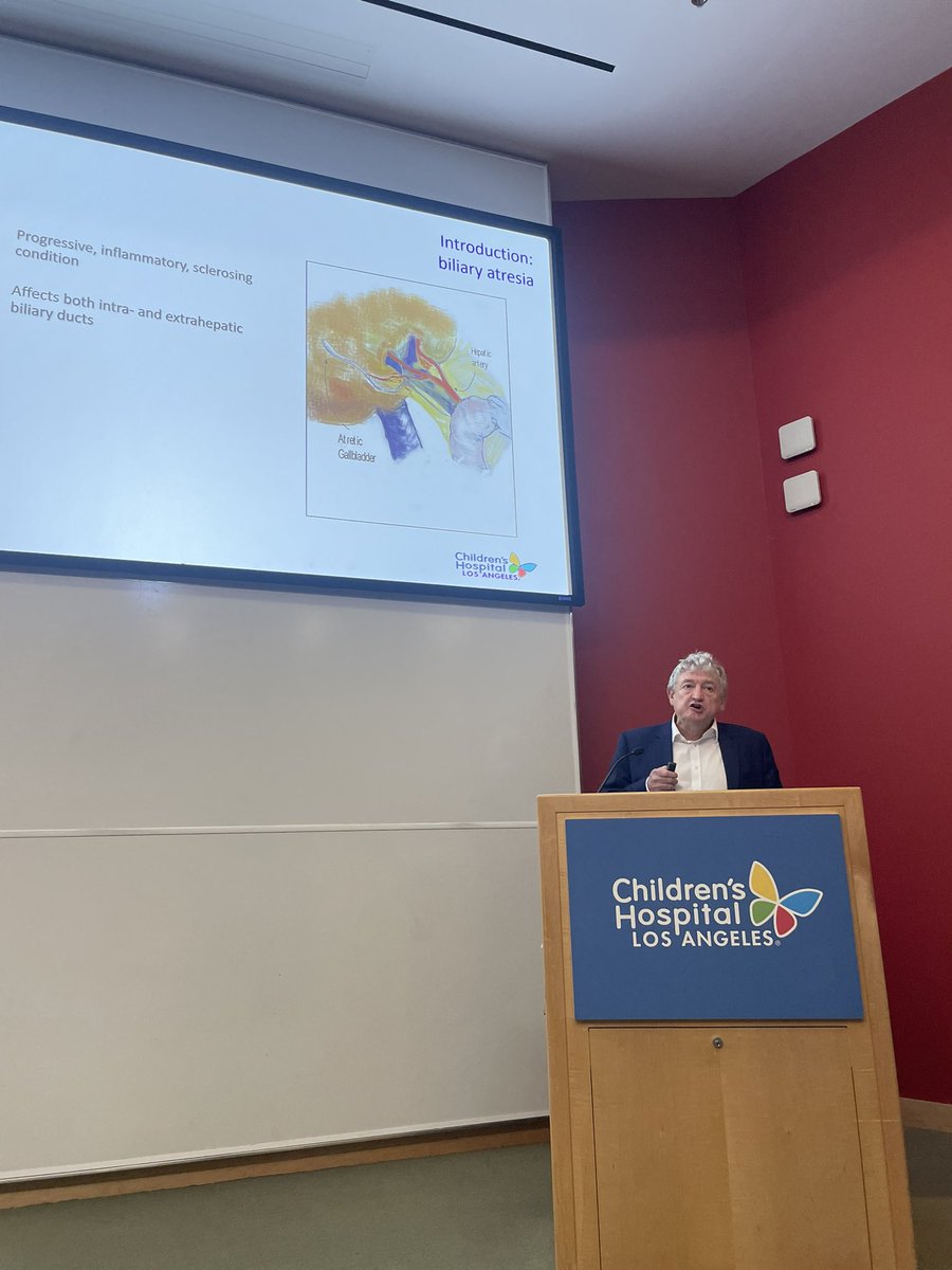 Prof. Mark Davenport @KingsCollegeNHS speaking on #biliaryatresia at #Pediatric Grand Rounds @ChildrensLA @KECKSchool_USC