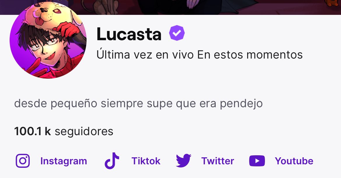 lucasters_'s tweet image. 100k en Twitch💜