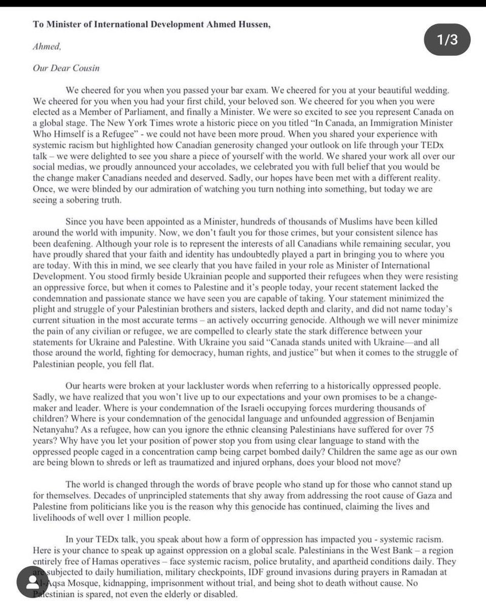 ELDV4Palestine's tweet image. Open letter to @HonAhmedHussen from his family