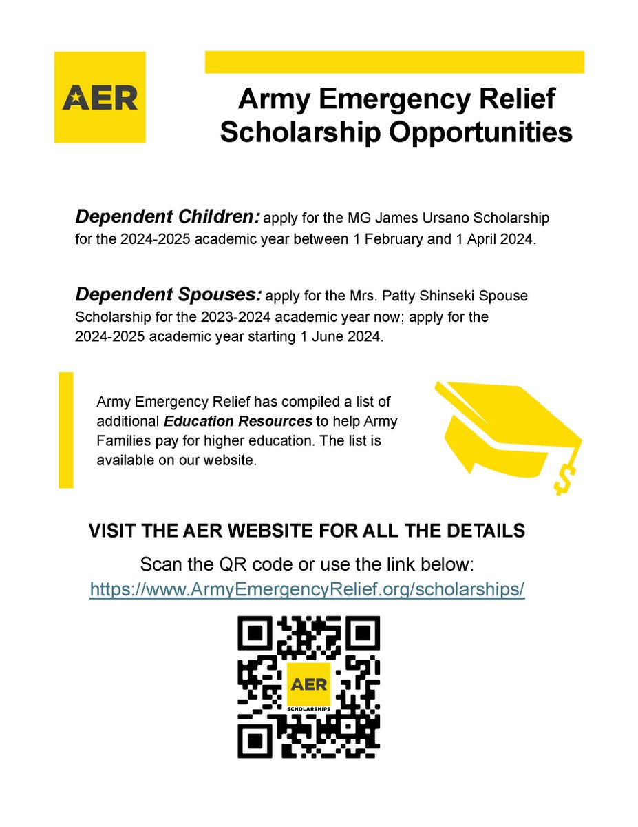 Army Dependents can apply for College Scholarship through Army Emergency Relief! For more information, go to: spr.ly/6016phU0p #ArmysHome #PeopleFirst