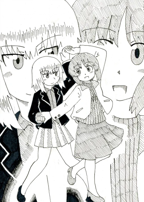 #女の子二人のイラストを貼る見た人もやる 
