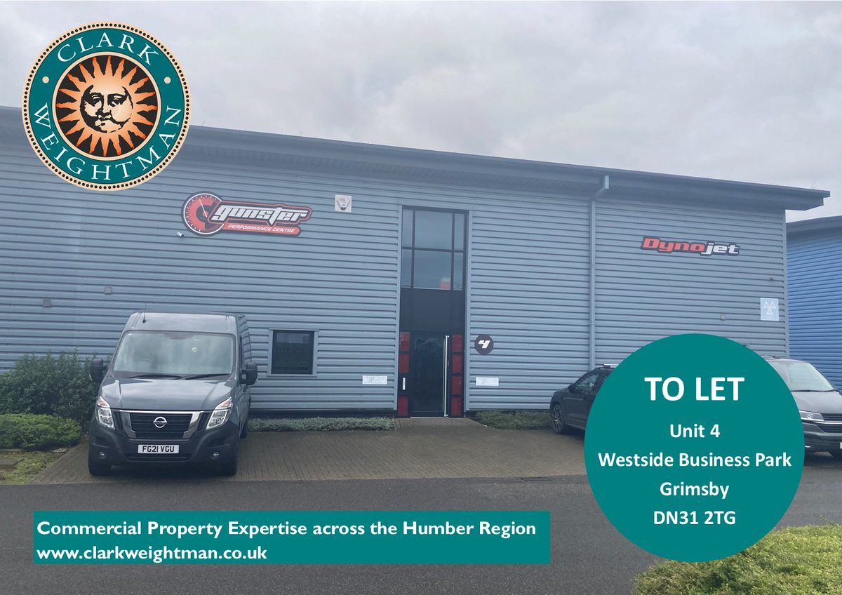 📣  To Let - Westside Business Park, Grimsby.

* Modern Industrial Unit with showroom / trade counter
* Situated on business park location close to A180 
* Parking to front of unit and rear servicing
* Available Spring 2024 on new lease

📞 01482 645522 to arrange a viewing.