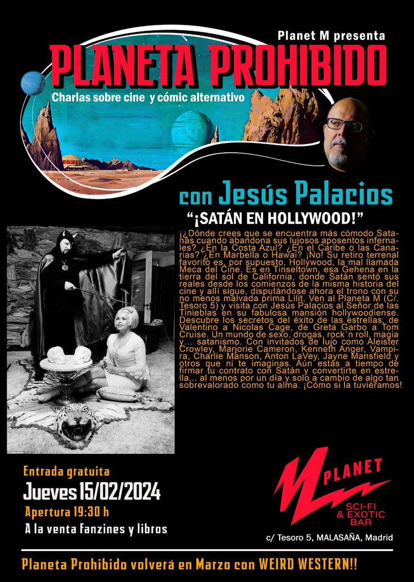 #satanenhollywood y en el @planetm_bar con #jesuspalacios 

#charlasdecine 
#CharlasDeCine 
#cinedegenero #hollywood 
#satanismo #ocultismo 
#historiadelcine
#cine #musica #libros y #rocknroll

Calle Tesoro 5, Malasaña