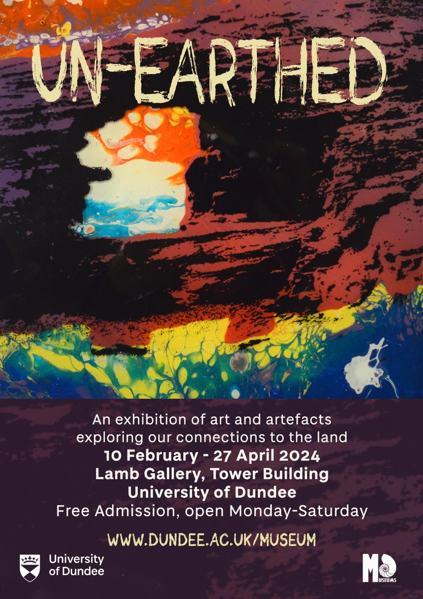 Our new exhibition Un-Earthed has just opened in the Lamb Gallery today, featuring art and artefacts exploring our connections to the land. dundee.ac.uk/events/un-eart… @DundeeCulture @UoDCulture @Creative_Dundee @dundeecity @DundeeBotanics
