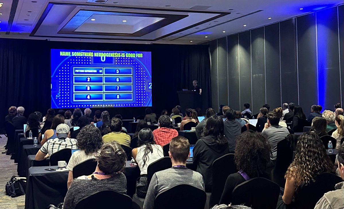 Fusion_Conf's tweet photo. Fusion Conference or Family Feud? @Franklandlab is now on stage with his talk NEUROGENESIS FUNCTIONS AS A NEURAL REGULARIZER TO PROMOTE GENERALIZATION OF LEARNING #Neurogen24 https://t.co/sFcIg2u8G0