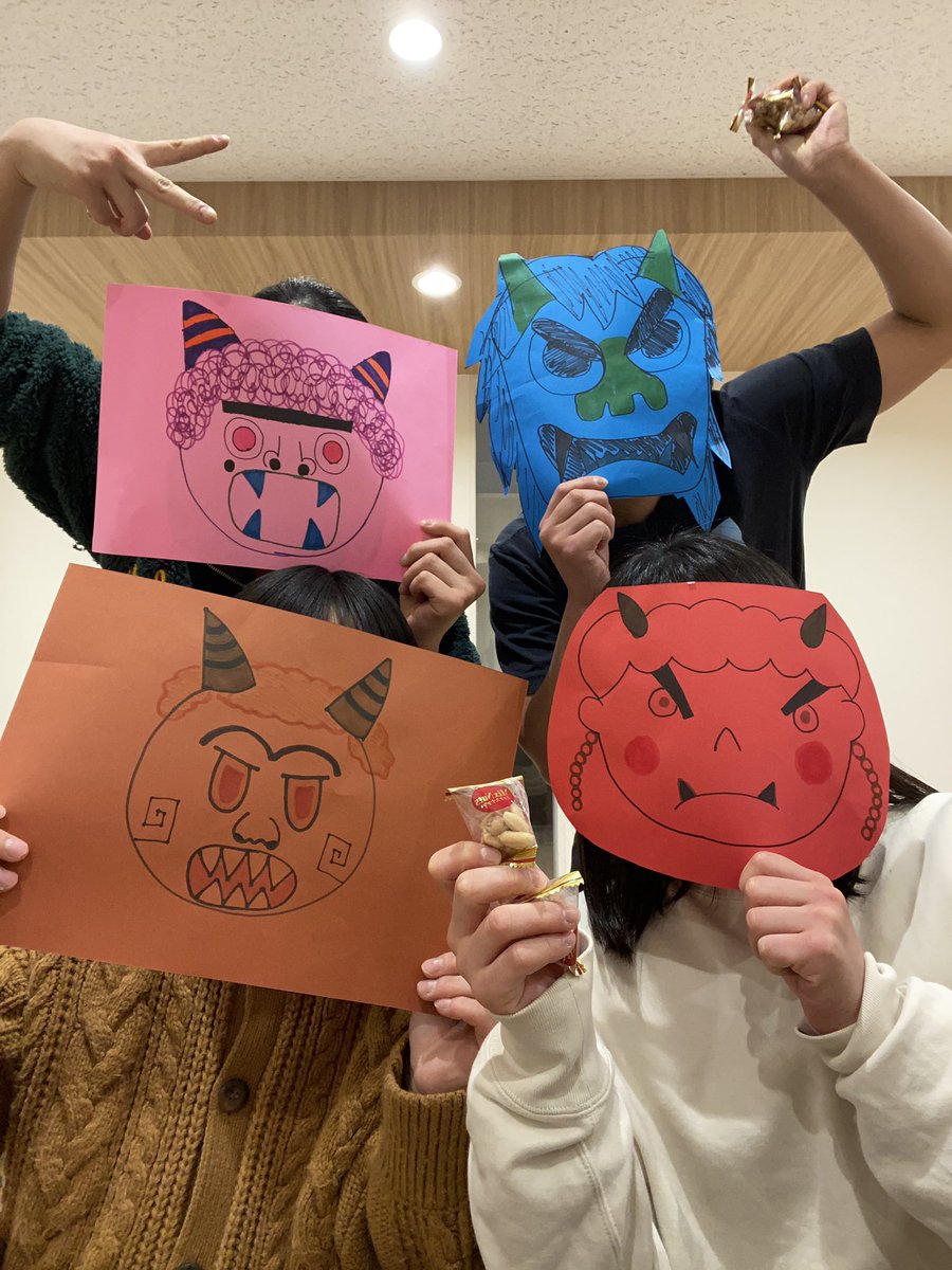 judotwcpe's tweet photo. 鬼は外〜🥜福は内〜👹
少し遅れた節分ですが鬼退治をしました！！
全員鬼になりましたが、退治されたのは最上でした😁

邪気や悪いもの落として今年も元気に頑張ります👊🏻 https://t.co/cZRvZfpOGI