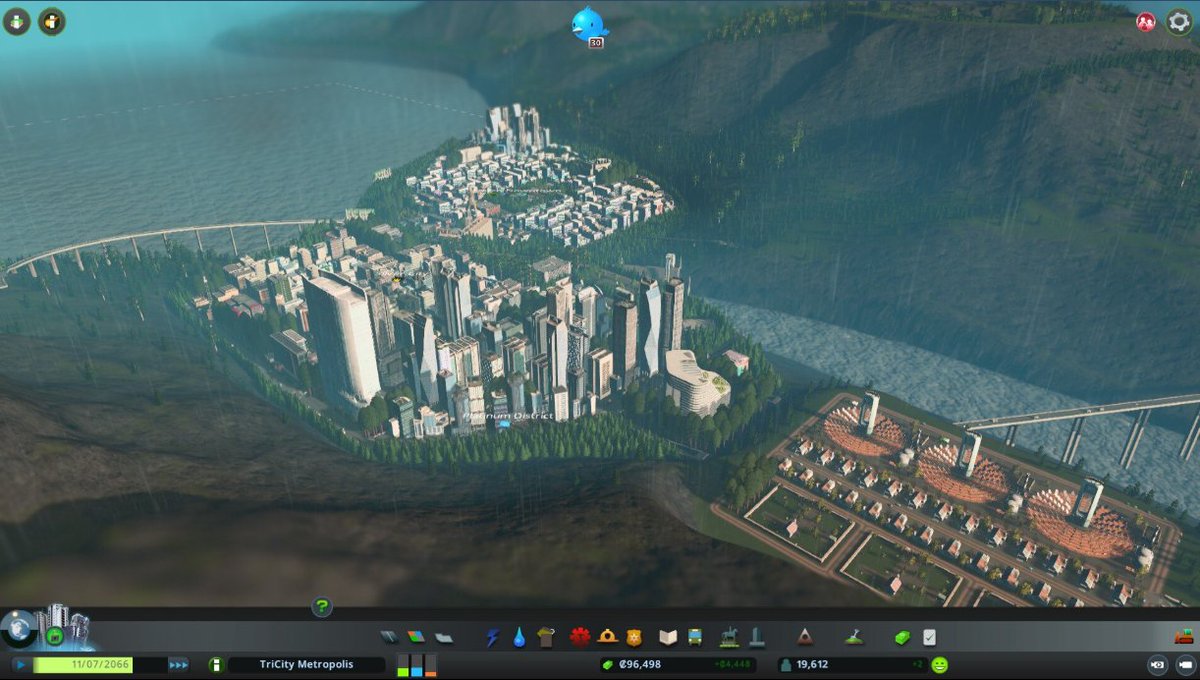 tabbyIynx's tweet photo. TriCity Metropolis is reaching new heights.
Added a new mountaintop city (Olympus City), which includes a metro system, an airport, and a city council building/park, overlooking the entire metro area. https://t.co/O23QlVI45t