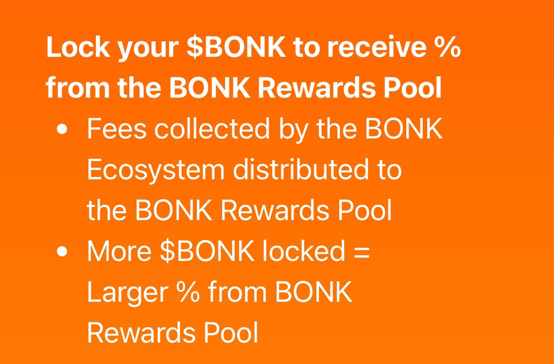 I did the APY calculator for the Bonk Rewards and found out... staking $Bonk  for 6 months to get 722% APY via sharing fees from Bonkbot/Bonkswap! Even  crazier. Staking drains bonk supply +