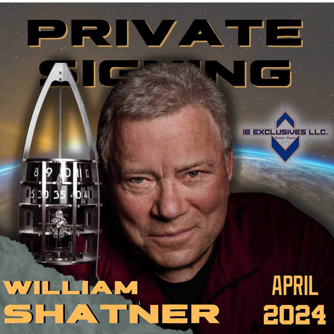 #BeamMeUp This April William Shatner returns to <a href="/IBExclusives/">IB Exclusives</a> for a Private Signing. Please contact me if you'd like to send in an item or purchase one directly from us! 

PRE ORDER HERE! 
ibexclusives.com/product-page/w…