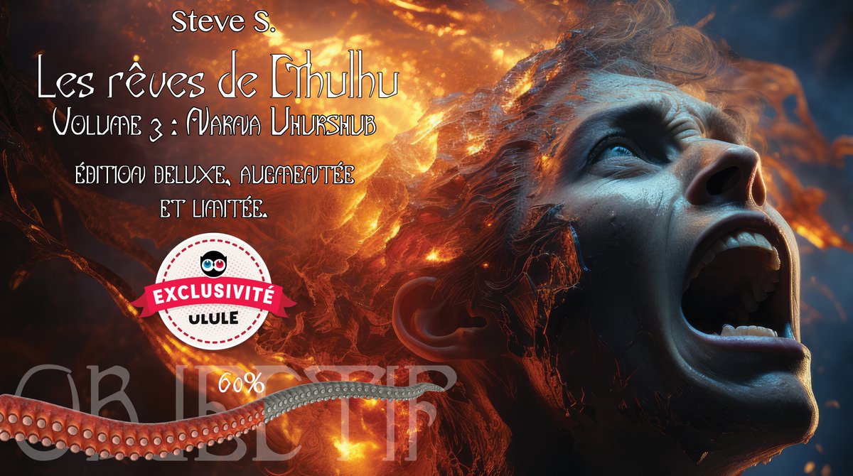 AnimaStudioProd's tweet image. 50% de l&apos;objectif ce matin,
60% MAINTENANT!
Rejoignez le Major Gallant dans son combat contre les Grands Anciens!
Les rêves de #cthulhu Vol. 3: Nakna Uhukshub, de Steve S.
Édition Deluxe #collector exclusivement sur Ulule
fr.ulule.com/les-reves-de-c…
#Roman #livre #ebook #epub #kindle