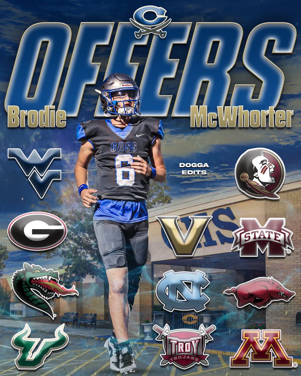 #First11 More than thankful for these great schools. I couldn’t thank everyone that has help me get to this point enough ! Not done yet #KeepWorking 

<a href="/CassFootball/">Cass Colonel Football</a> <a href="/Gates_CassHC/">Steve Gates</a> <a href="/dodd_tk/">TK Dodd</a> <a href="/rvfc10/">ronveal</a>