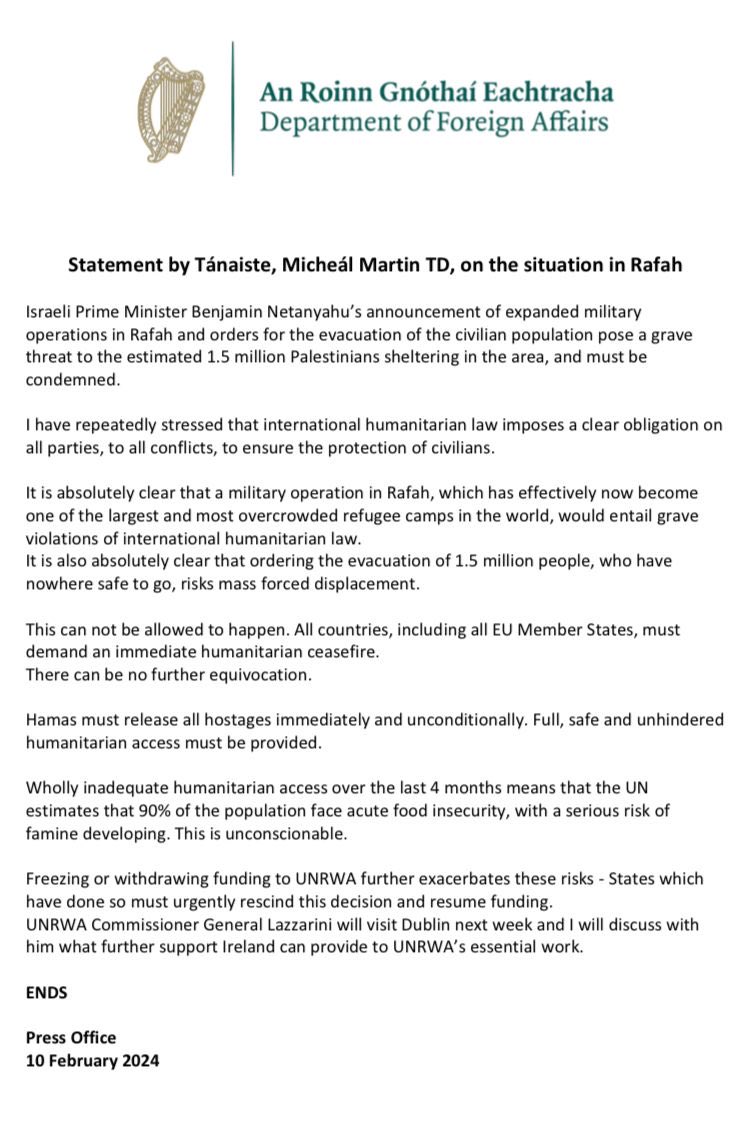 My statement on the grave situation unfolding in Rafah.
